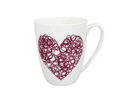 27626 bily porcelanovy hrnek luna heart b 350 ml s velkym cervenym srdcem tvorenym obrysy a krivkami