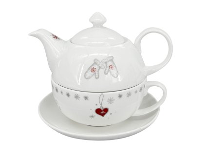 27695 vanocni cajova sada luna koleda 2v1 bila porcelanova konvice a salek se zimnim dekorem rukavic vlocek a cerveneho srdicka