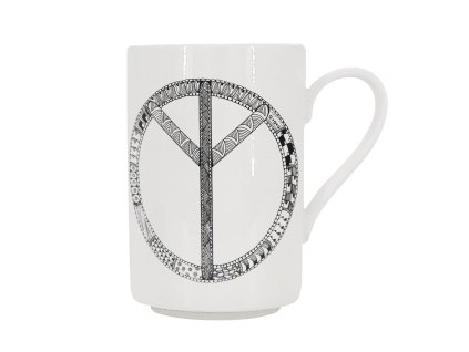 27725 hrnek patchwork peace bily porcelan objem 400 ml dekor mirove gesto