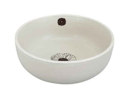 27668 smetanova keramicka miska cream sonnet 15 cm s hnedym obrysovym motivem kvetu umistenym ve dnu