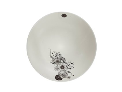 27665 smetanovy keramicky hluboky talir cream sonnet 22 cm s bohatym hnedym kvetinovym dekorem na vnitrnim okraji