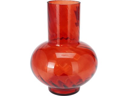 28136 1 vysoka sklenena vaza 23 cm v tmave cervene terakotove barve s hruskovitym tvarem a efektem vlniciho se skla