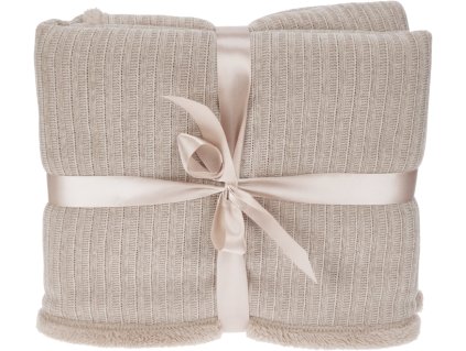 28151 1 oboustranna pletena deka pled v bezove barve rozmery 150 x 125 cm