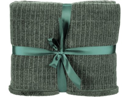 28157 1 oboustranna pletena deka pled v zelene barve rozmery 150 x 125 cm