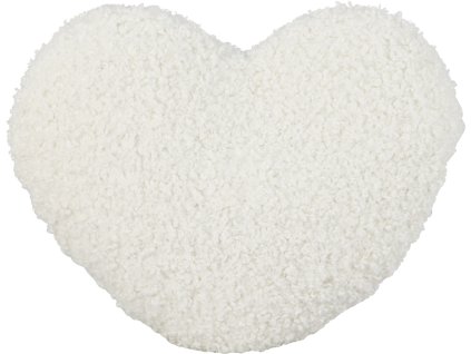 28160 1 dekorativni polstar ve tvaru srdce v ciste bile barve vyrobeny z hunateho materialu s texturou imitujici beranka teddy fleece