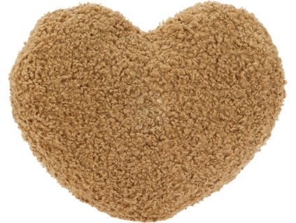 28163 1 dekorativni polstar ve tvaru srdce v teple svetle hnede barve vyrobeny z hunateho materialu s texturou imitujici beranka teddy fleece