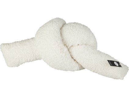 28169 1 dekorativni polstar ve tvaru pevneho uzlu v ciste bile barve vyrobeny z hunateho materialu s texturou imitujici beranka teddy fleece
