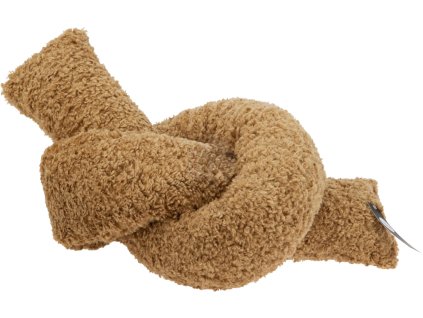 28172 1 dekorativni polstar ve tvaru pevneho uzlu v teple svetle hnede bezove barve vyrobeny z hunateho materialu s texturou imitujici beranka teddy fleece