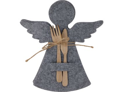 28325 1 sada 4 ks sedych plstenych drzaku na pribory ve tvaru andela svazanych jutovou snurou pro seversky styl
