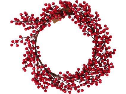 28340 velky kulaty vanocni venec s vnejsim prumerem 50 cm huste zdobeny jasne cervenymi bobulemi na hnedych vetevkach