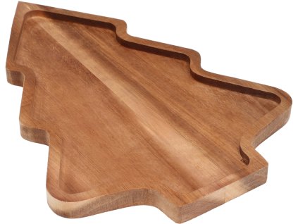 28367 dreveny servirovaci tac z akacioveho dreva ve tvaru vanocniho stromku o delce 28 5 cm