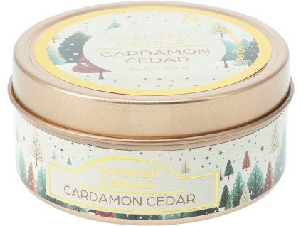 28379 1 vonna svicka v zlate darkove plechovce s motivem zimniho lesa a vuni kardamonu a cedru