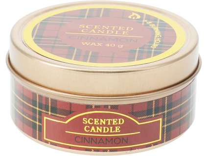 28376 1 vonna svicka v zlate plechovce s cervenym tartanem a vuni hrejive skorice 40 g