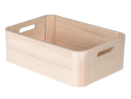 28400 velka ulozna krabice woodybox l ze svetleho prirodniho dreva s obdelnikovym tvarem zaoblenymi rohy a s vyrezy na prenaseni rozmery 36x26x12 cm