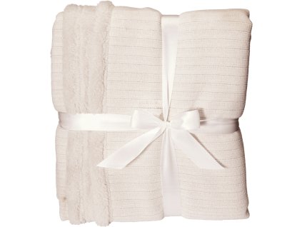 28148 1 oboustranna pletena deka pled ve smetanove barve rozmery 150 x 125 cm