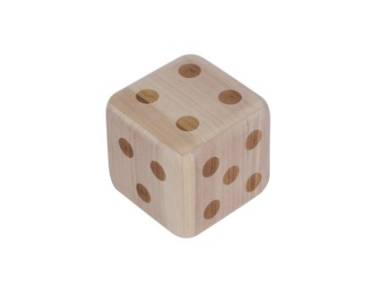 28526 velka drevena hraci kostka 15 cm svetle paulovnie drevo tecky ocka jsou vypalene morene do tmaveho odstinu