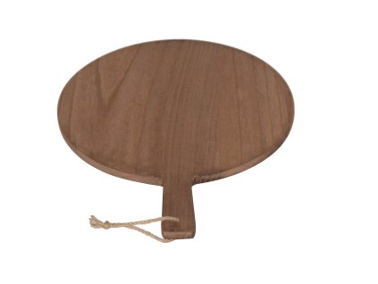 28535 velke drevene kuchynske prkenko rustic 50 cm tmave drevo ovalny tvar s kratkou rukojeti a provazkem