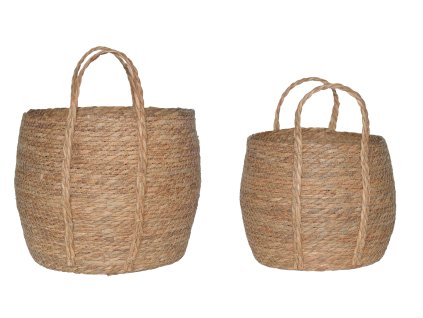 28466 1 set 2 kusu kulatych uloznych kosu boma pletenych z morske travy s praktickymi uchy drzadly