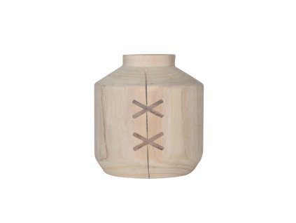 28502 1 drevena dekorativni vaza woodstitch 21 cm paulovnie drevo s tmavymi intarziemi krizkoveho prosivani