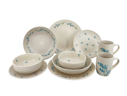 25652 10dilna keramicka jidelni souprava cream pomnenka talire misky hrnky