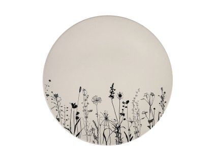 25403 keramicky melky talir cream garden s prirodnim dekorem v kontrastnim provedeni