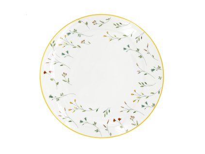28577 melky porcelanovy talir linea botanic 27 cm bily s jemnym lucnim kvetinovym dekorem a zlutym okrajovym lemem