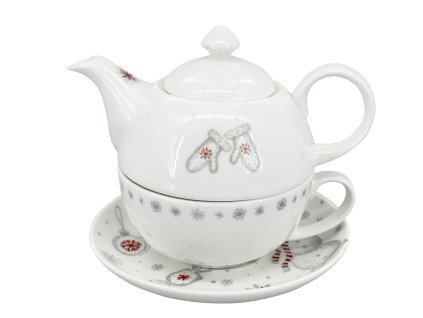 27410 vanocni cajova porcelanova souprava s dekorem snehulaka a rukavic