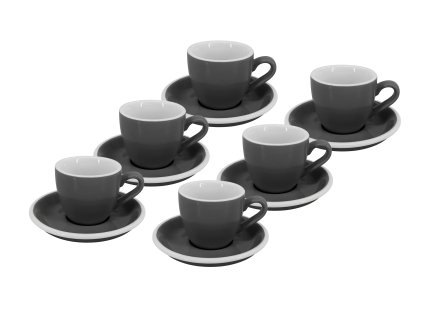 28713 sada 6 kusu sedych silnostennych salku na espresso roma 75 ml s bilym vnitrkem a podsalky