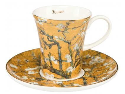Goebel Van Gogh Espresso šálek s podšálkem Mandlový strom zlatý