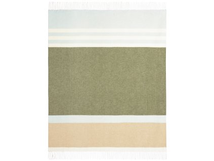Biederlack Modern Classics Blockstripe Olive pléd 130 x 170 cm