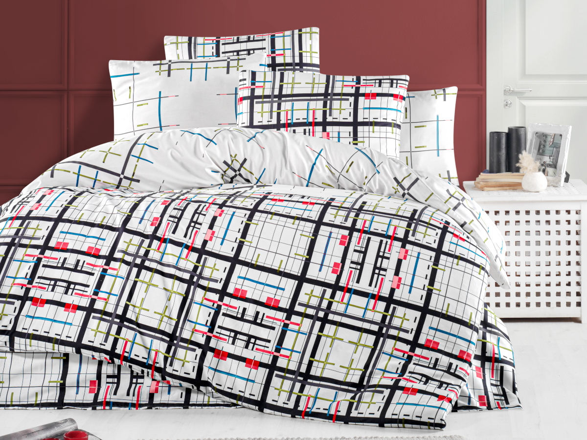 Brotex Francouzské povlečení Satén 200x200, 70x90cm Geometry