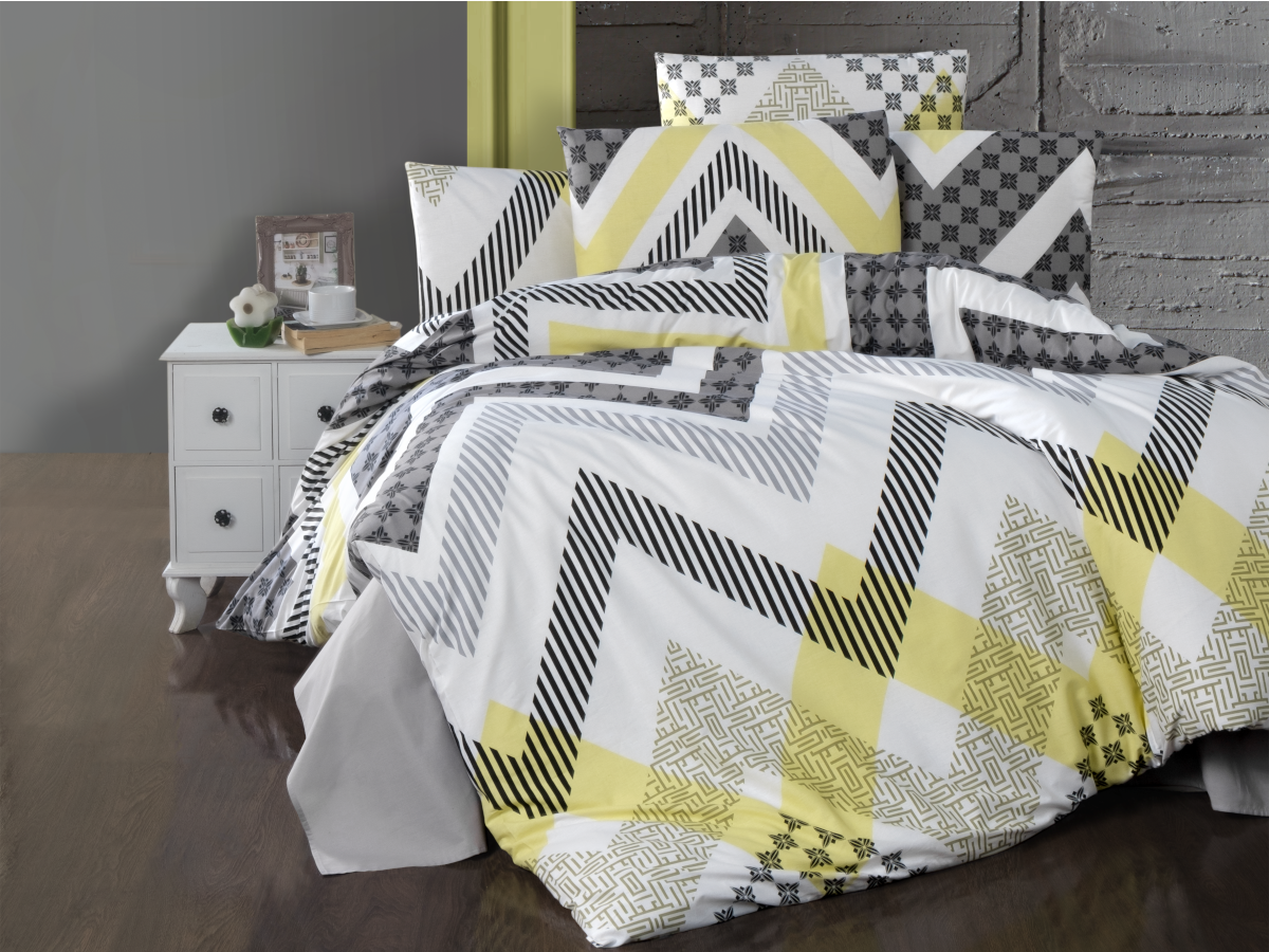 Brotex Povlečení bavlna 140x200, 70x90 cm Zigzag grey Zapínání: hotelový uzávěr