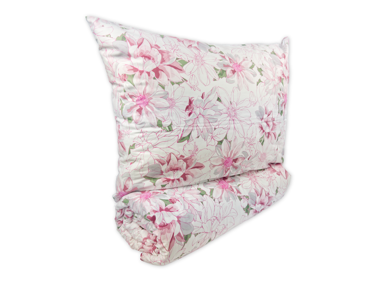 Brotex Prodloužené povlečení Satén 140x220, 70x90cm Floreta