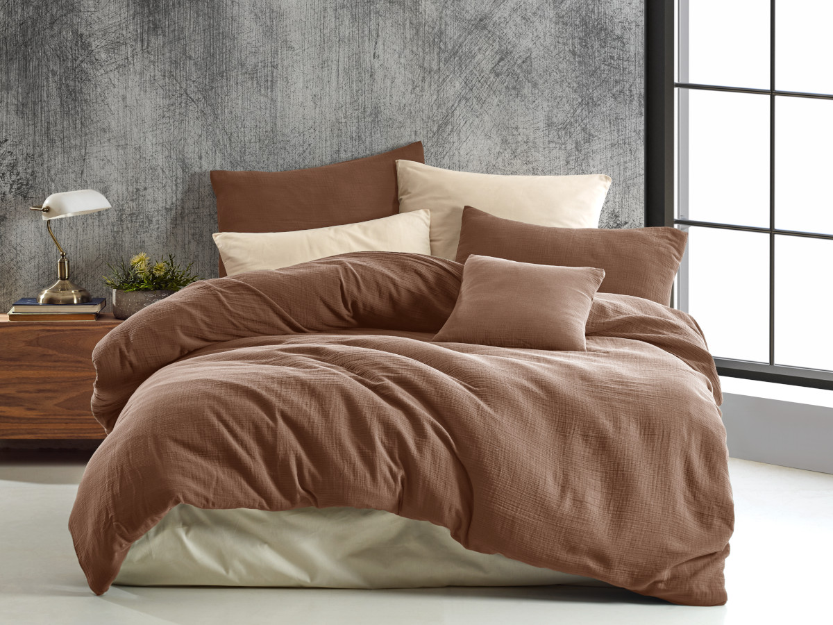 Brotex Mušelínové povlečení 140x200, 70x90 cm hnědé