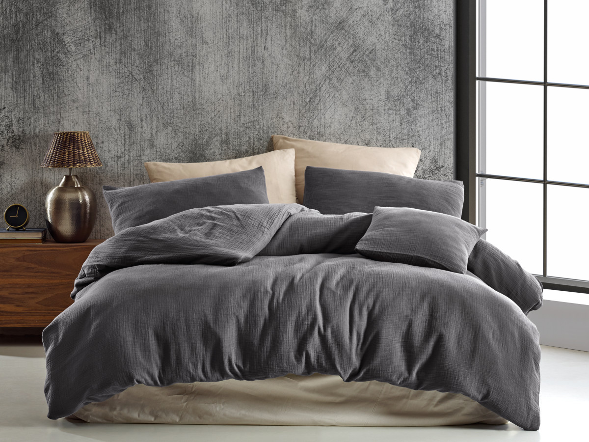 Brotex Mušelínové povlečení 140x200, 70x90 cm tmavě šedé