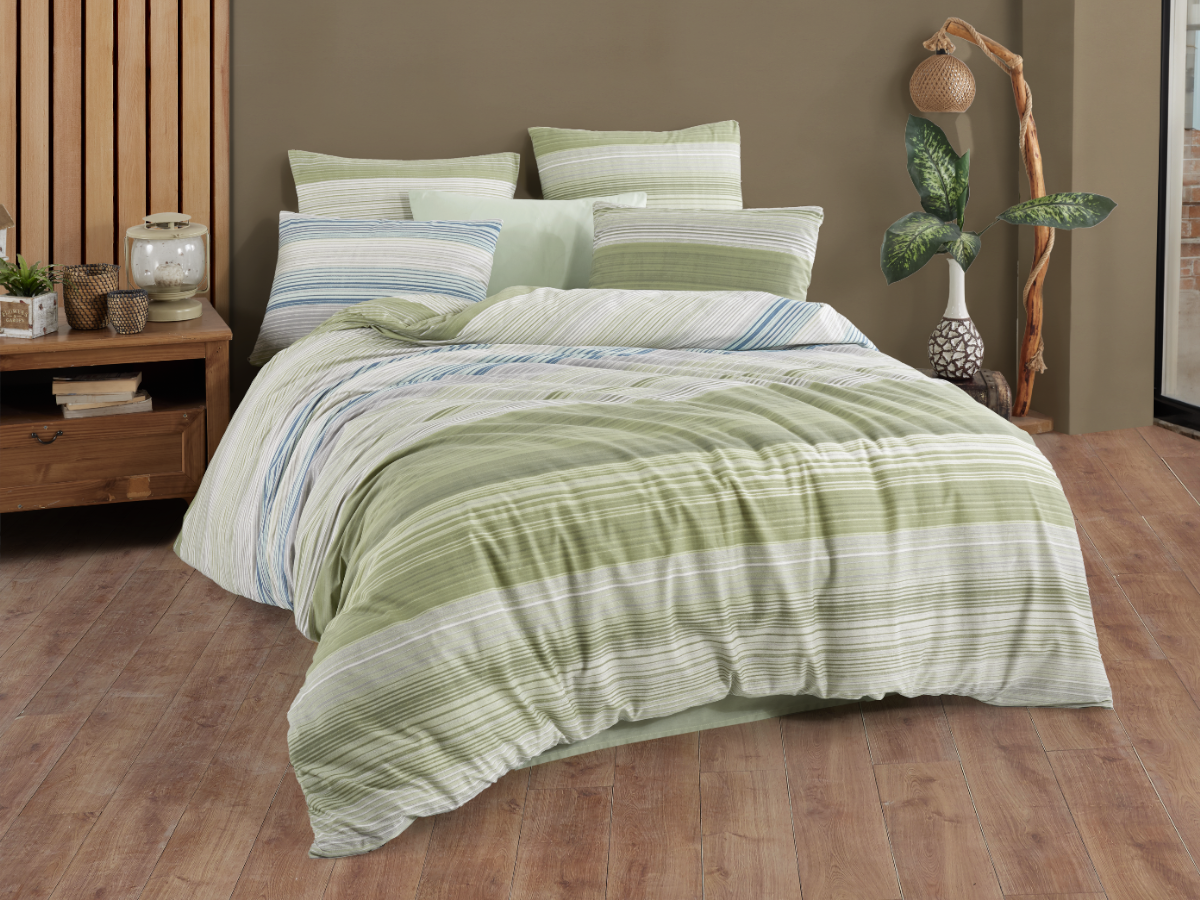 Brotex Povlečení bavlna 140x200, 70x90 cm Linea green Zapínání: zipový uzávěr