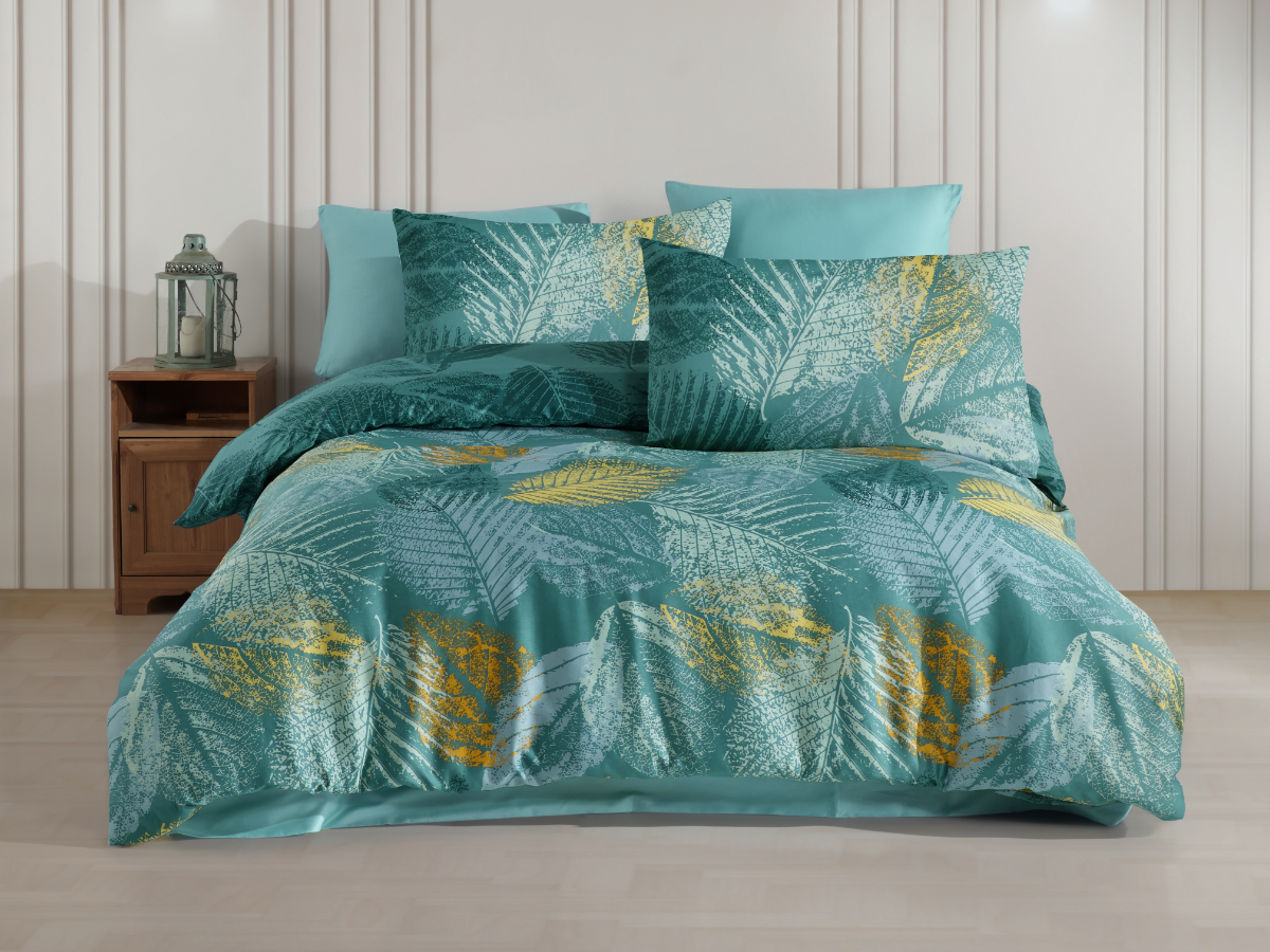Brotex Francouzské povlečení Satén 200x200, 70x90cm Paloma green