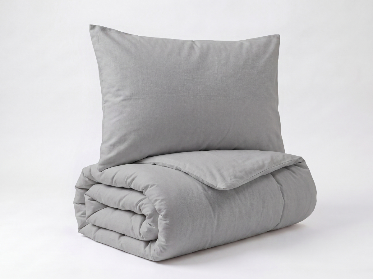 Brotex Prodloužené povlečení bavlna UNI 140x220, 70x90cm Světle šedé Zapínání: nitěný knoflík