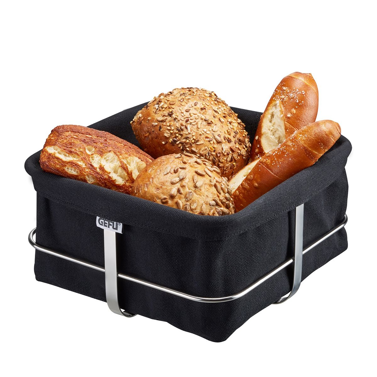 GEFU Košík na pečivo BRUNCH, hranatý černý