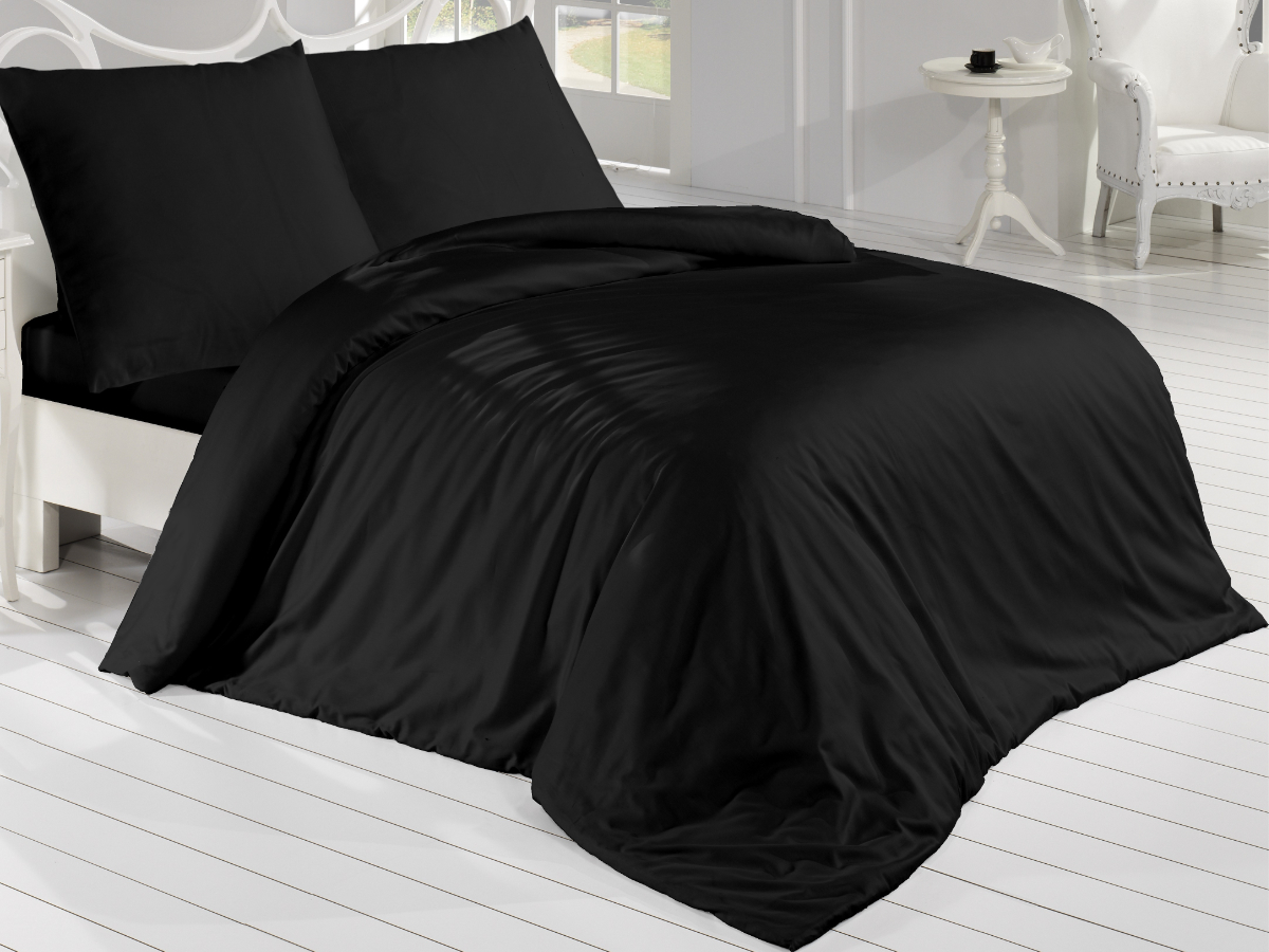 Brotex Francouzské povlečení Satén 240x220, 70x90cm Černá