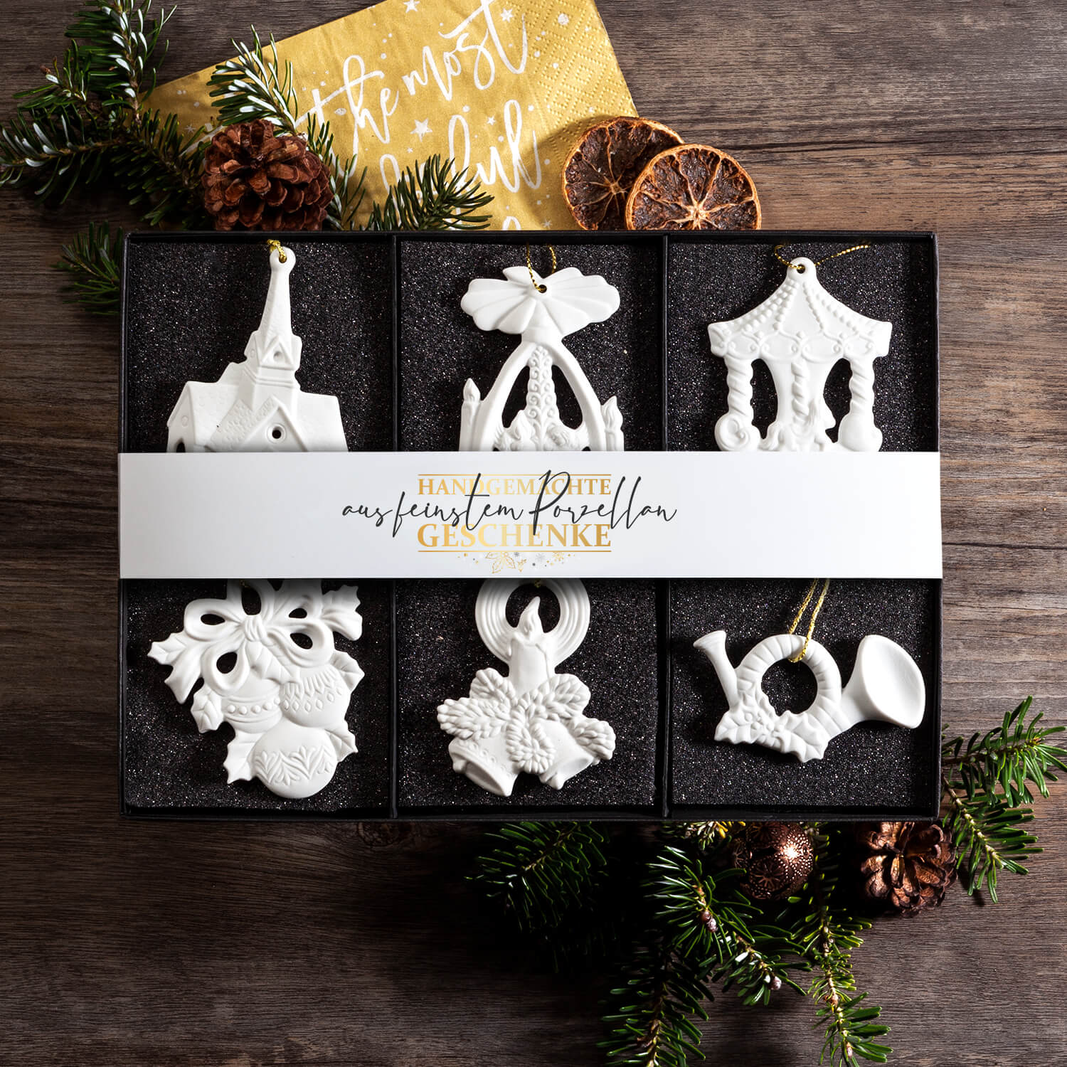 Aelteste Volkstedter Porcelánová vánoční dekorace sada 6 ks