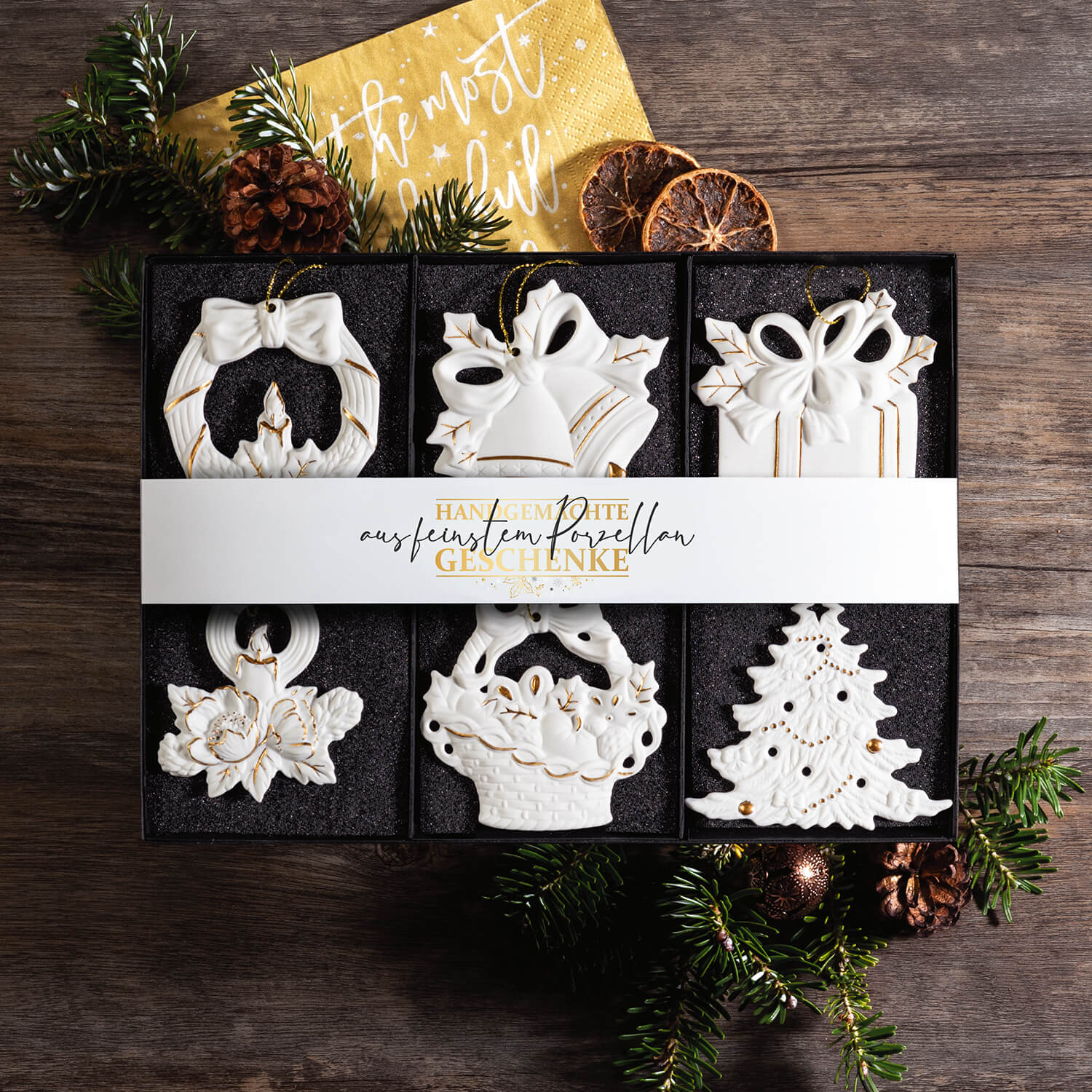 Aelteste Volkstedter Porcelánová vánoční dekorace sada 6 ks