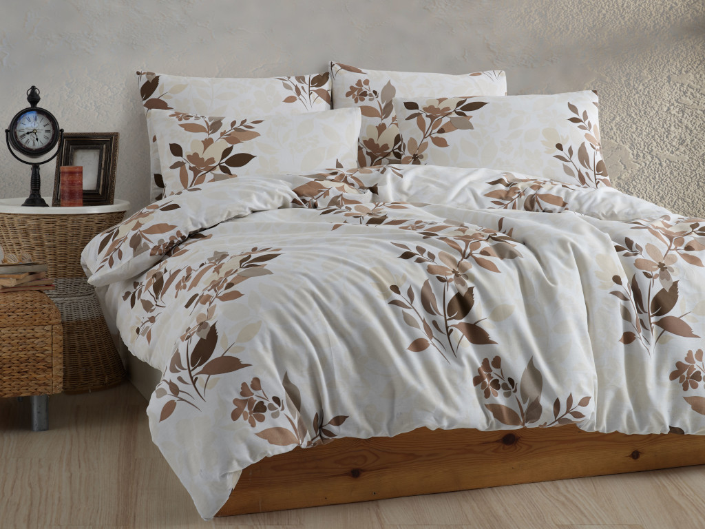 Brotex Flanelové francouzské povlečení 220x200, 70x90 Liby hnědá