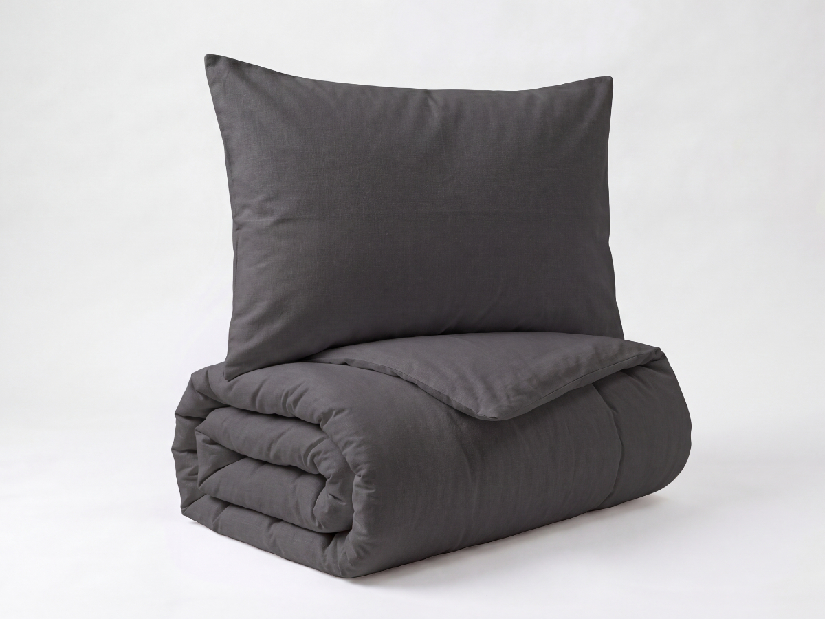 Brotex Prodloužené povlečení bavlna UNI 140x220, 70x90cm antracitové Zapínání: nitěný knoflík