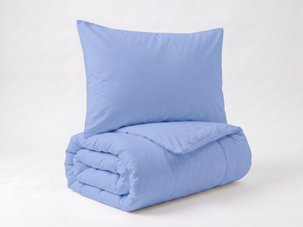 Brotex Prodloužené povlečení bavlna UNI 140x220, 70x90cm světle modré Zapínání: nitěný knoflík