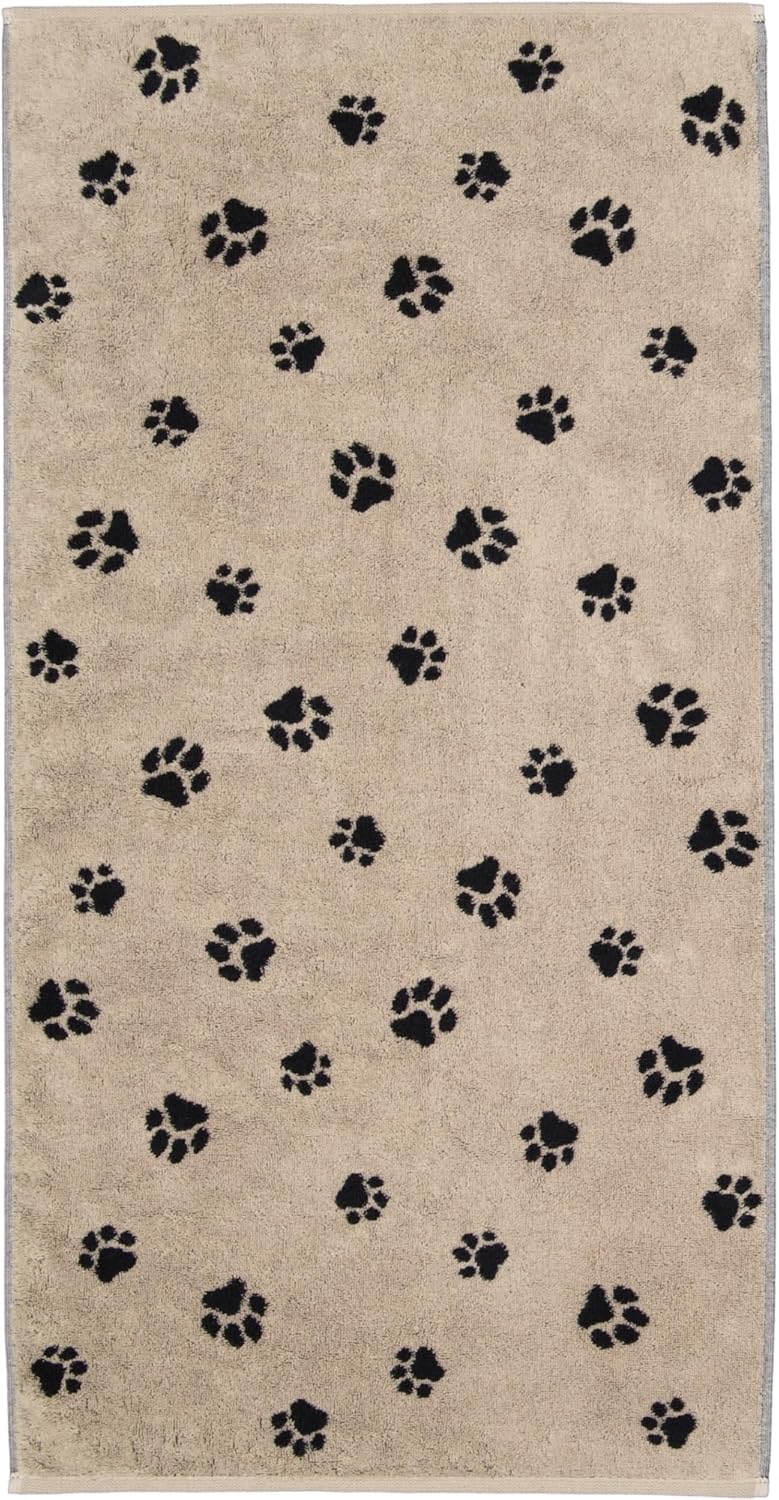CAWÖ We Love Dogs Ručník různé velikosti černo-béžová, tlapky Velikost: 80x150 cm