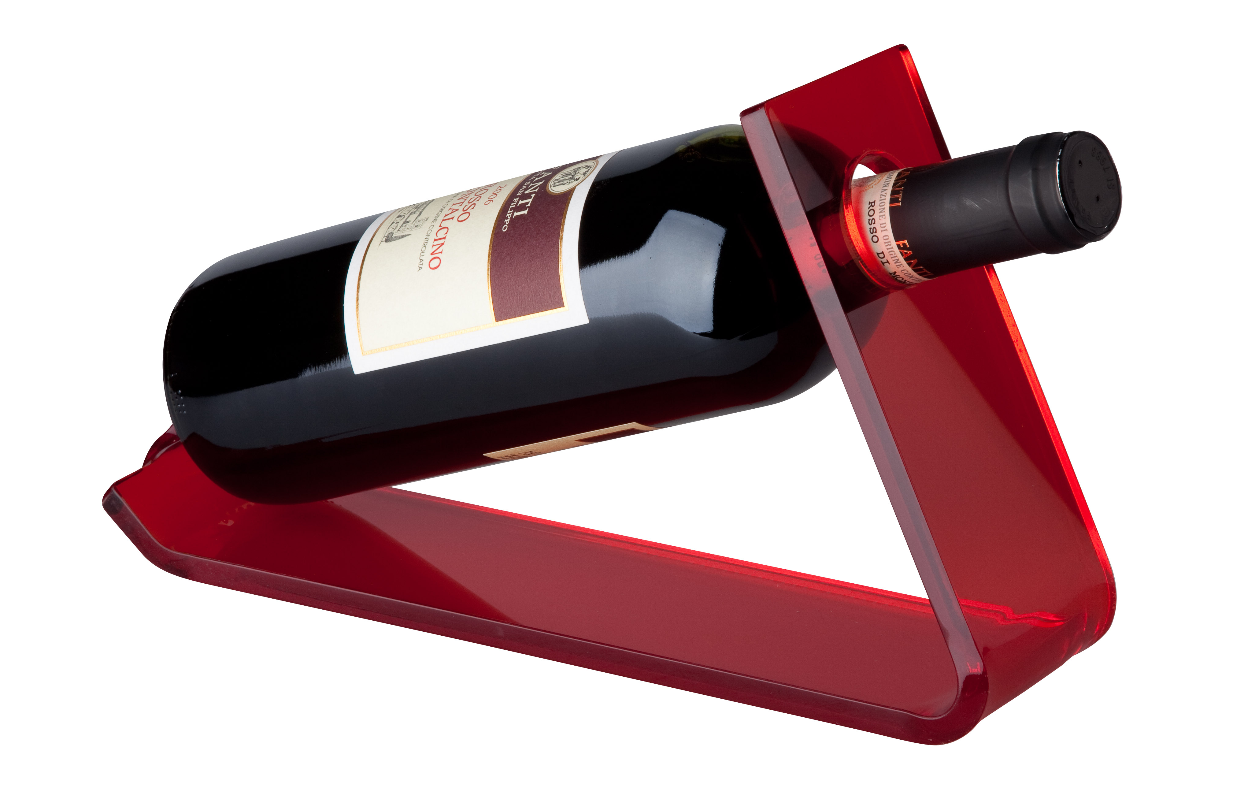 by inspire Stojan na 1 láhev vína - akrylik; 27,5x33x17cm, červená