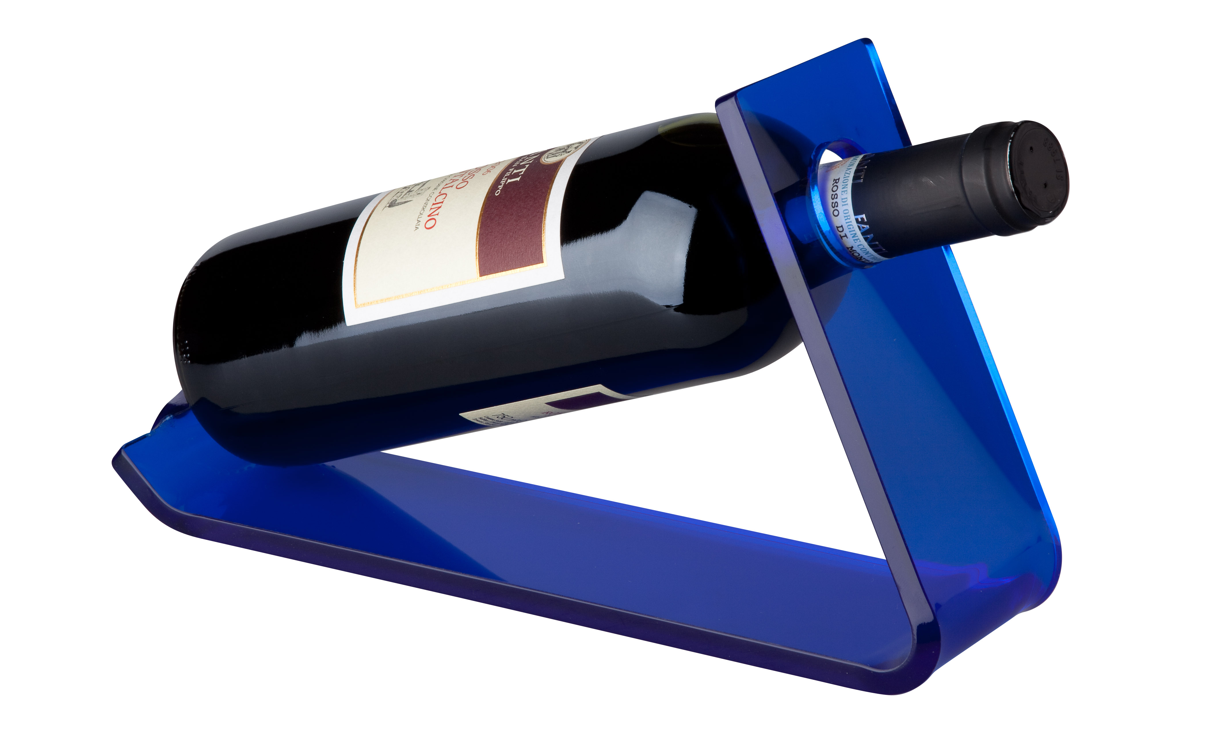 by inspire Stojan na 1 láhev vína - akrylik; 27,5x33x17cm, modrá