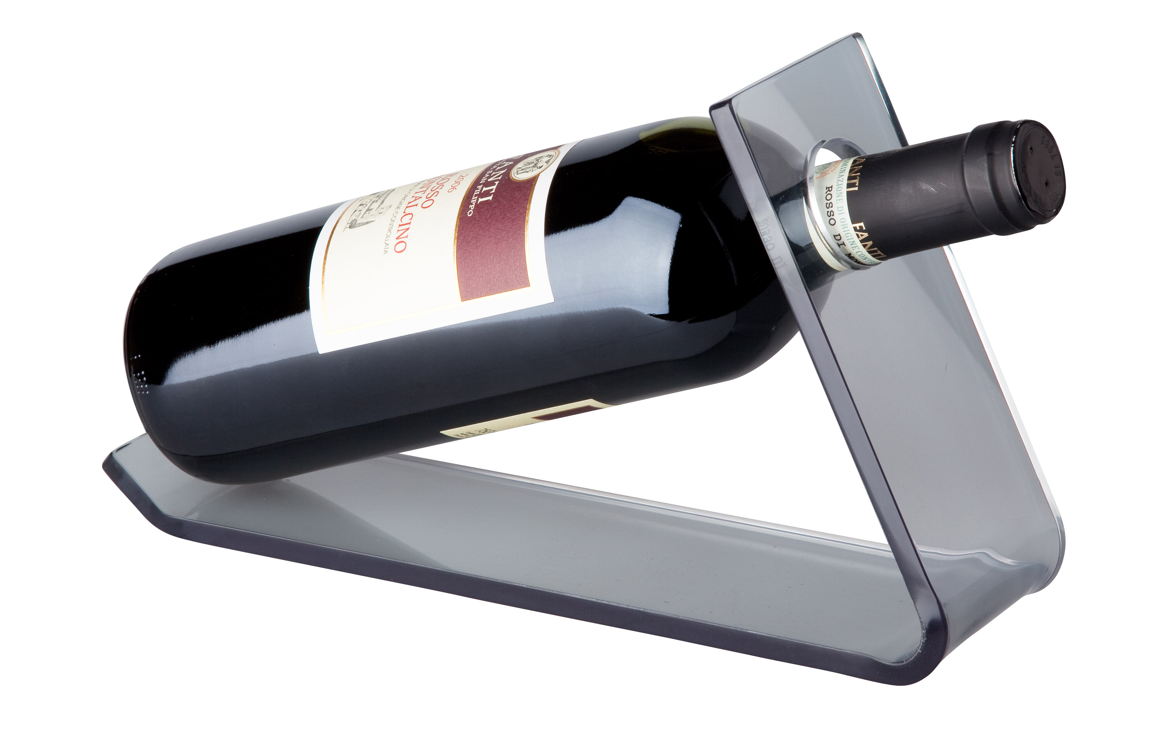 by inspire Stojan na 1 láhev vína - akrylik; 27,5x33x17cm, světlešedá