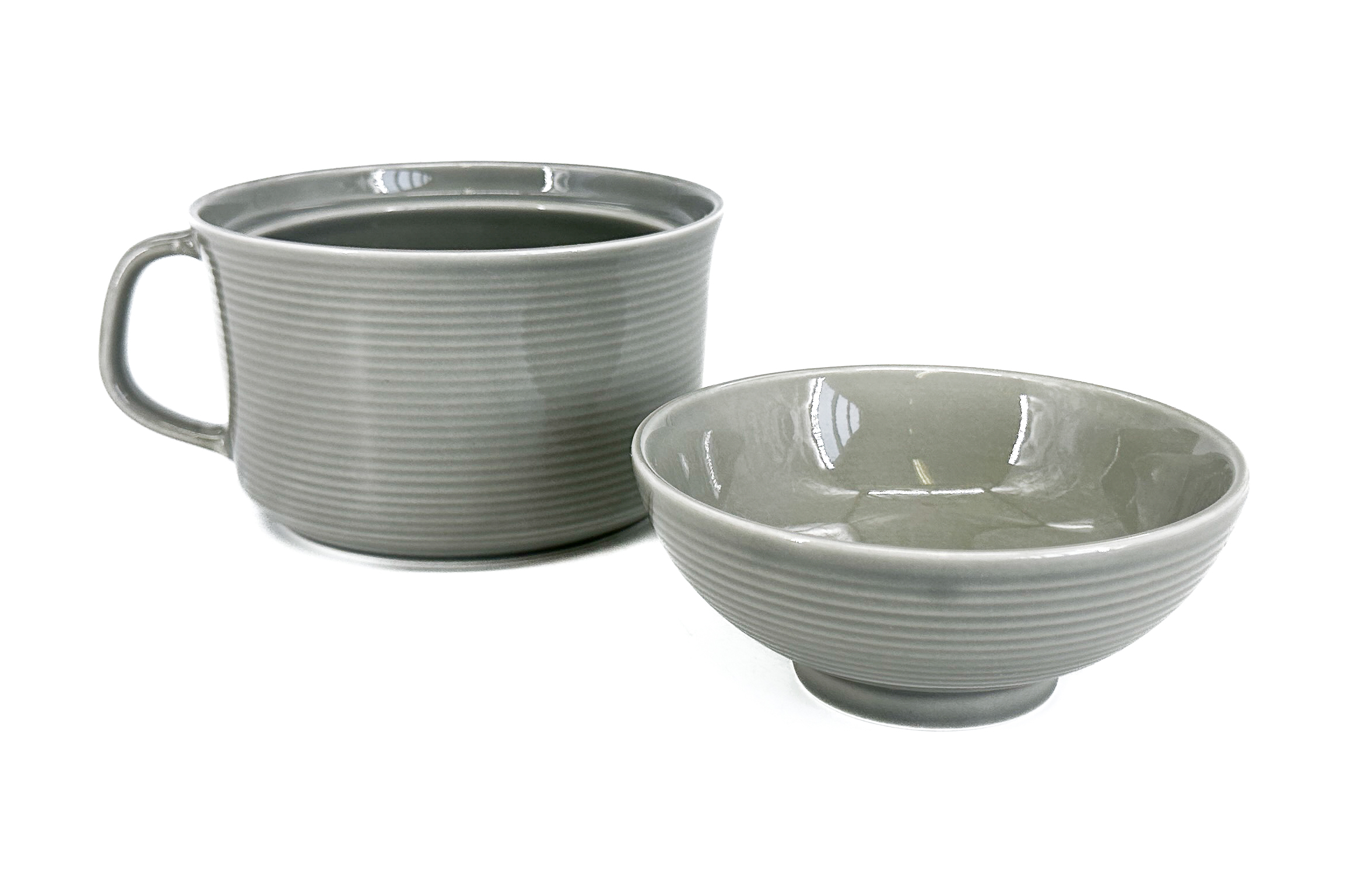 Clay Set hrnek s miskou Deux, šedá